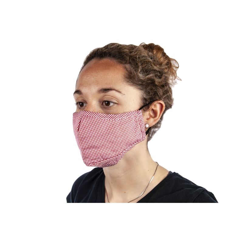 Check Fabric Fashion Face Mask Red – Non-Medical