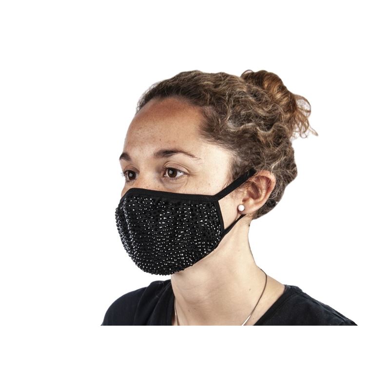 Bling Beaded Fashion Face Mask Black – Non-Medical