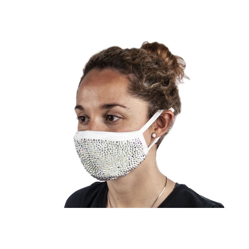 Bling Beaded Fashion Face Mask White – Non-Medical