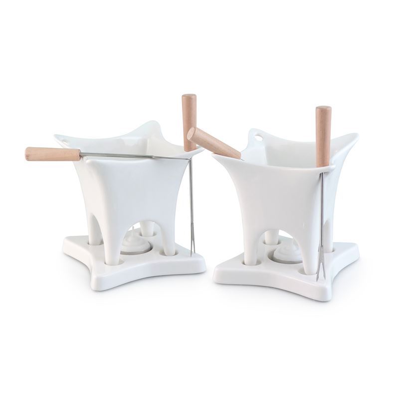 Swissmar – Harmony Duo White Ceramic 10 Piece Fondue Set