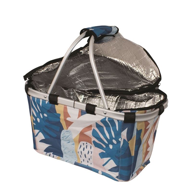 Karlstert – Two Handled Foldable Carry Basket with Zip Lid Abstract Monstera