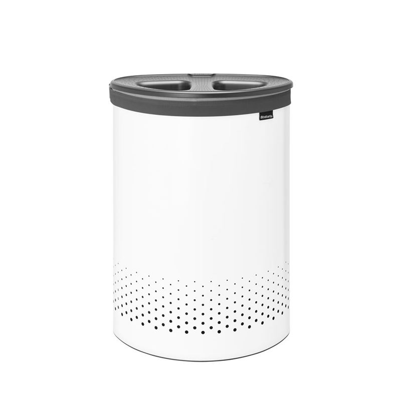 Brabantia – Laundry Bin Selector 55Ltr White with Grey Lid