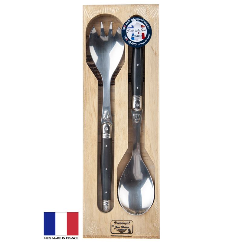 Laguiole by Jean Dubost – Authentic French Made Provencal Charcoal Cool Grey 2pc Salad Servers (Made in France)