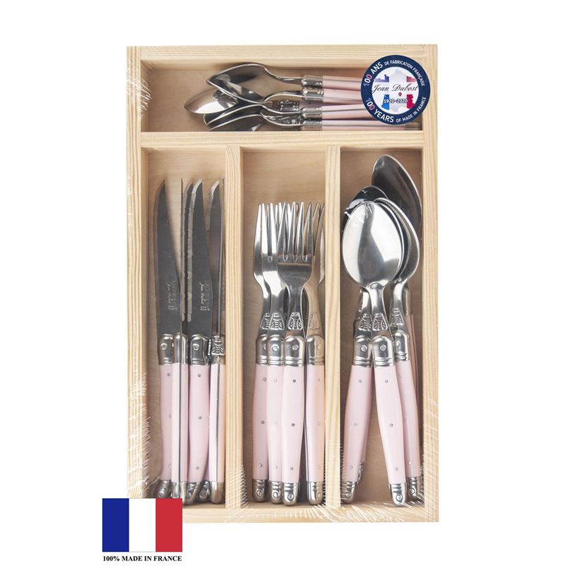 Laguiole by Jean Dubost – Authentic French Made Provencal Pastel Rose 24pc Cutlery Set (Made in France)