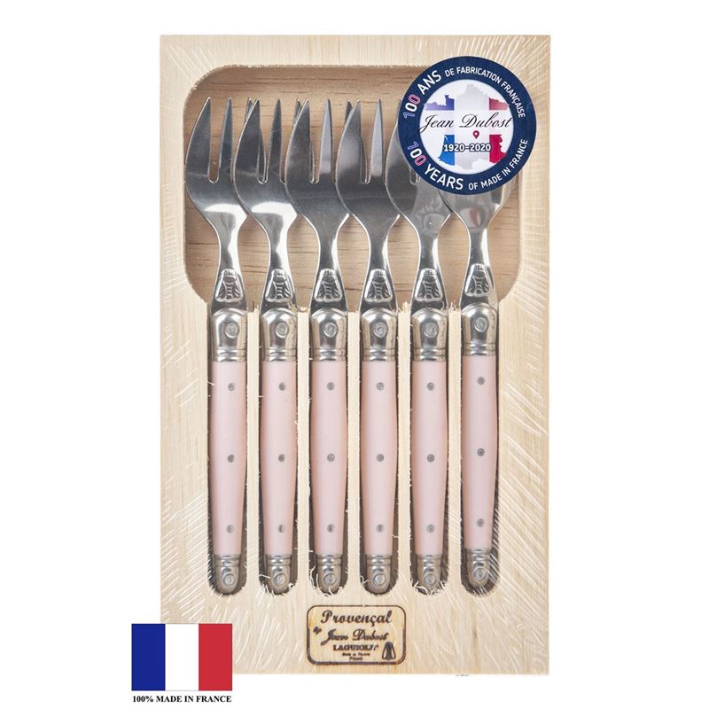 Laguiole by Jean Dubost – Authentic French Made Provencal Pastel Rose 6pc Cake Fork (Made in France)
