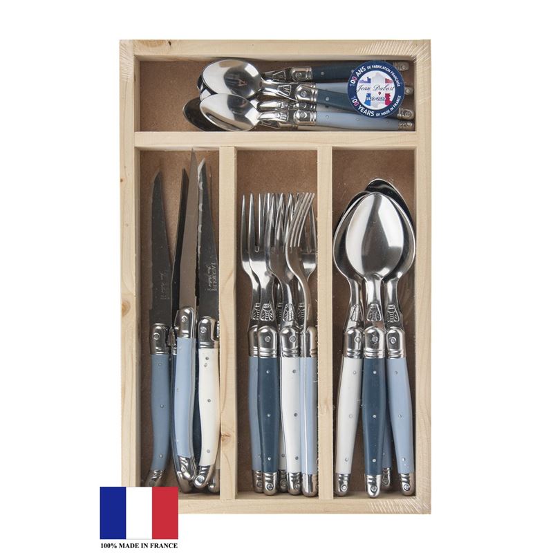 Laguiole by Jean Dubost – Authentic French Made Provencal Atelier Blue 24pc Cutlery Set (Made in France)