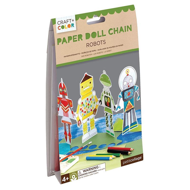 Petit Collage – Robot Paper Doll Chain Craft Dolls