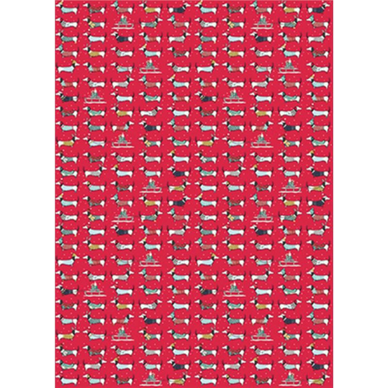 The Art File – Christmas Wrapping Roll – Dachshund Red 3Mtr