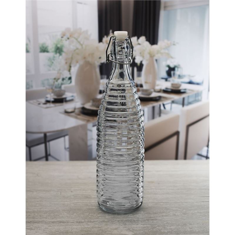 Circleware – Spiral 960ml Hemetic Embossed Glass Bottle