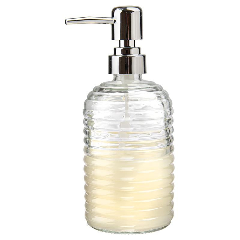 Circleware – Vintage Retro Ribbed Round Base Clear Glass Soap Pump 380ml