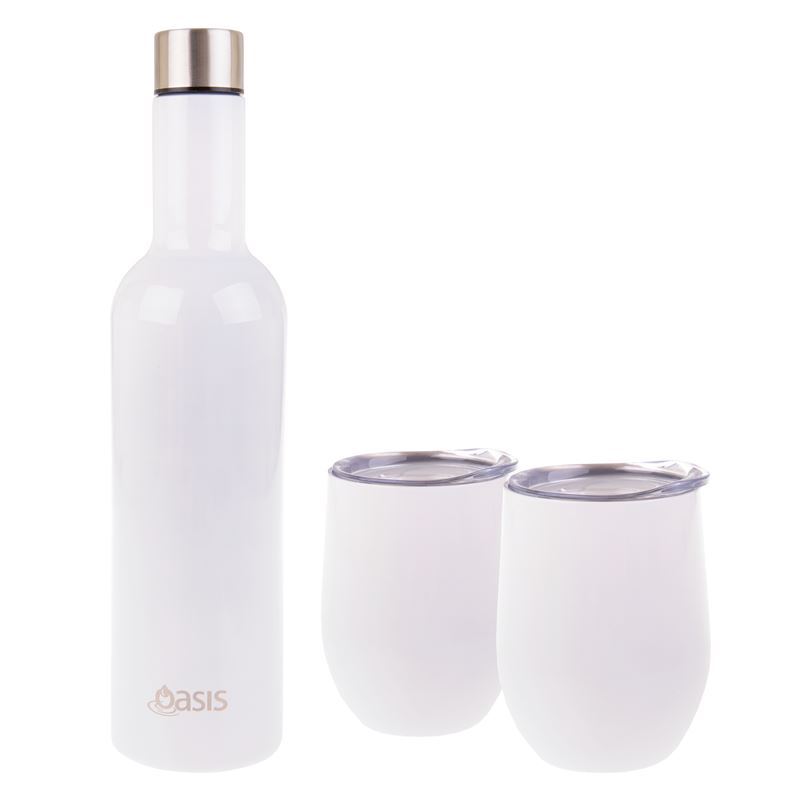 Oasis – Stainless Steel Double Wall Insulated Wine Gift Set White
