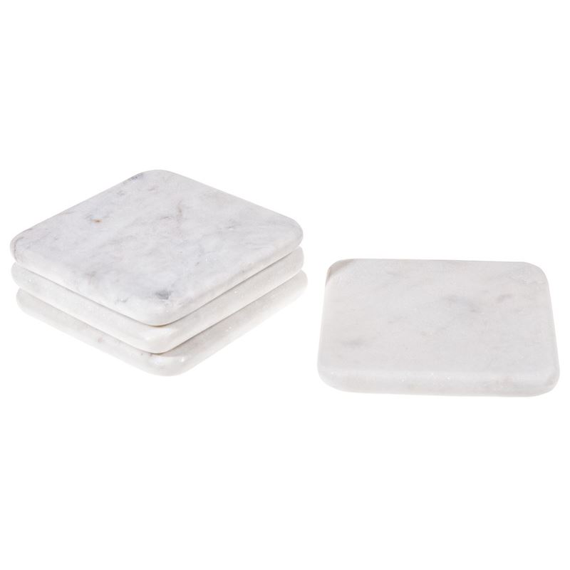 Zuhause – Karmela White Marble 10cm Square Coasters Set of 4
