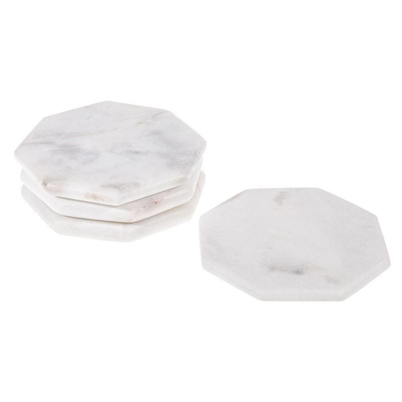 Zuhause – Karmela White Marble 10cm Octagonal Coasters Set of 4