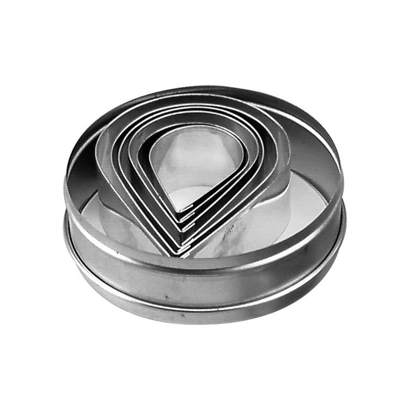 Chef Inox –  Tear Drop 6pc Cutter Set in Storage Tin 5-9.5cm