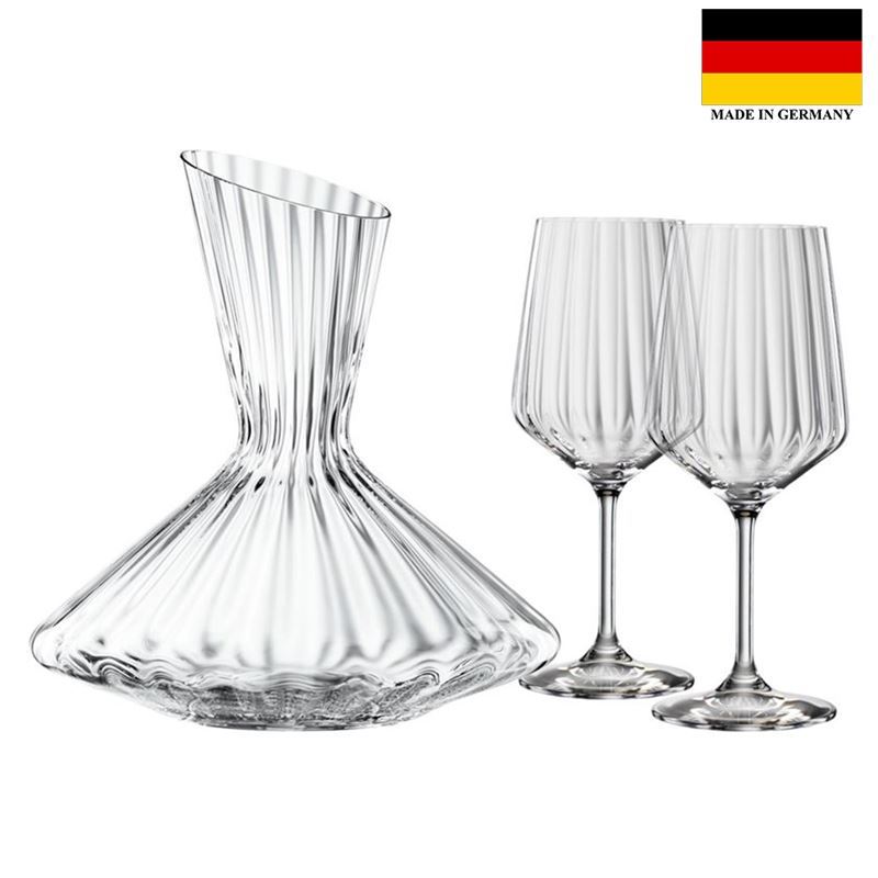 Spiegelau – Lifestyle Decanter 750ml + 2 Red Wine 3pc Set (Made in Germany)