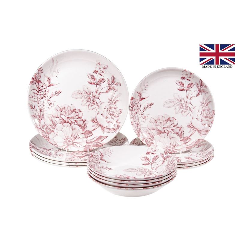 Queens by Churchill – 12pc Dinner Set Spring Flourish Pink (Made in England)