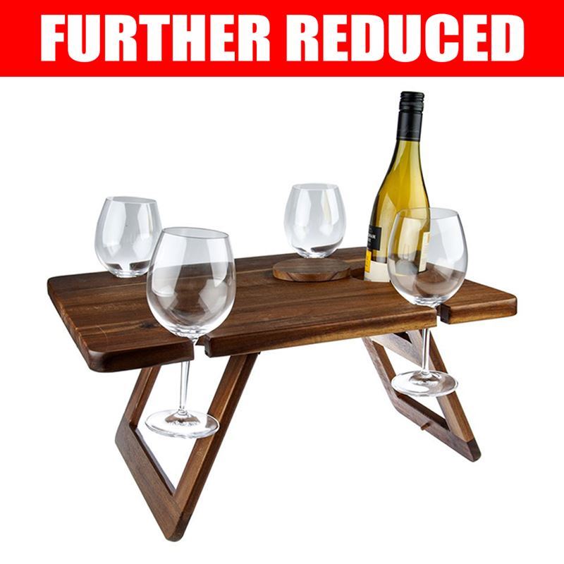 Zuhause – Acacia Wood Picnic Folding Wine & Cheese Table 48x38x24.5cm