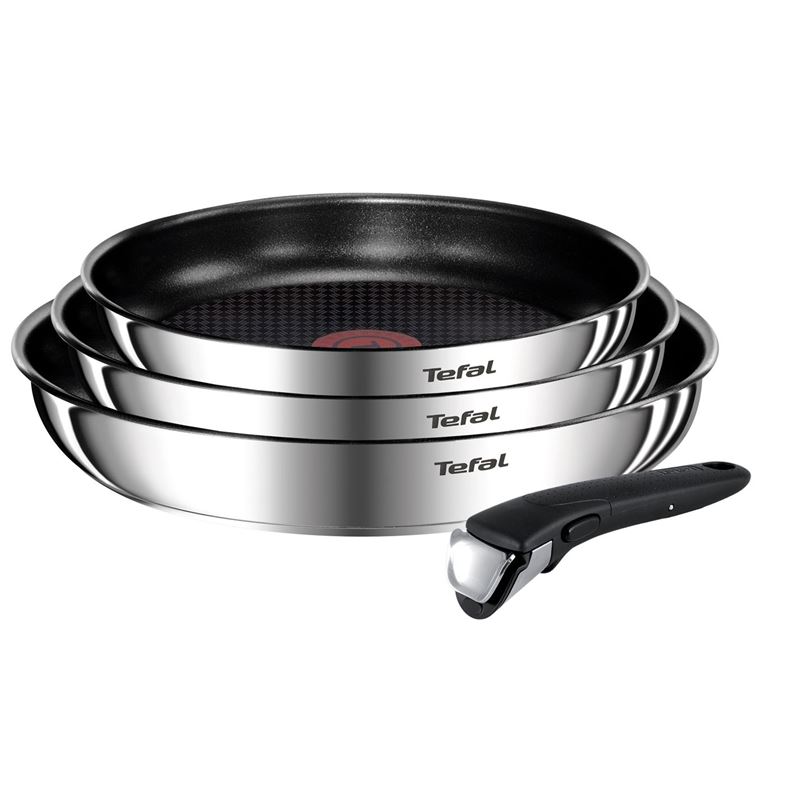 Tefal – Ingenio Emotion Space Saving Stackable Stainless Steel Induction Non-Stick 4pce Frypan Set