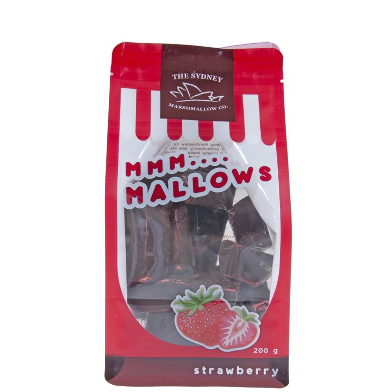 The Sydney Marshmallow Co. – Chocolate Coated Strawberry Marshmallow 200g Bag