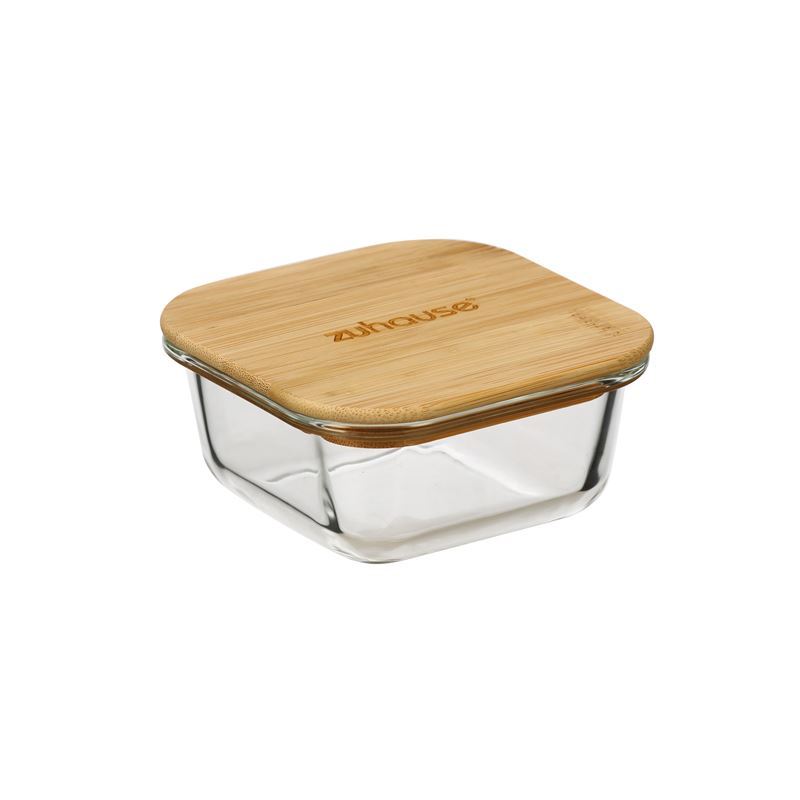Zuhause – Nature Square Glass Food Storage with Bamboo Lid 320ml