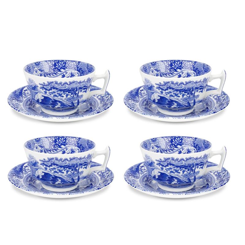 Spode – Blue Italian Teacup and Saucer SET OF 4
