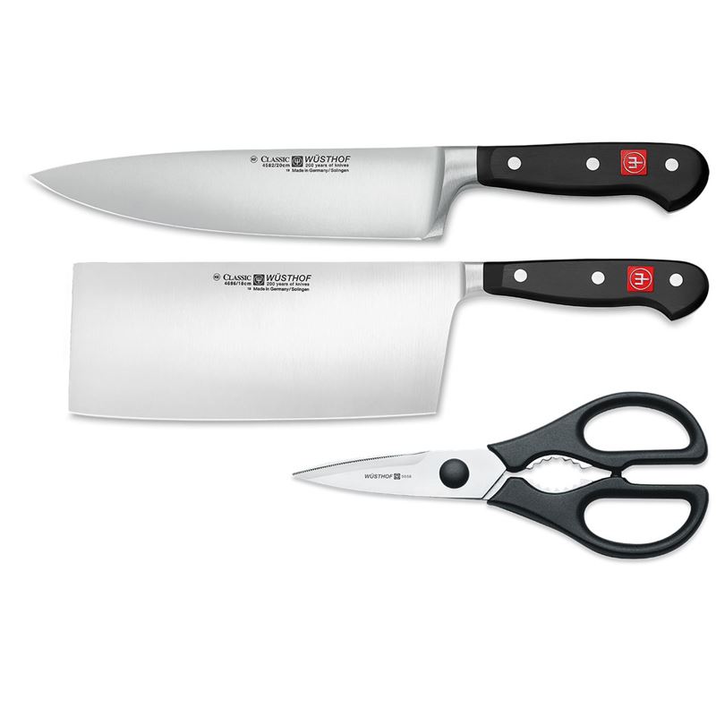 Wusthof – Classic 3pc Cook’s, Cleaver and Scissor Set (Made in Germany)
