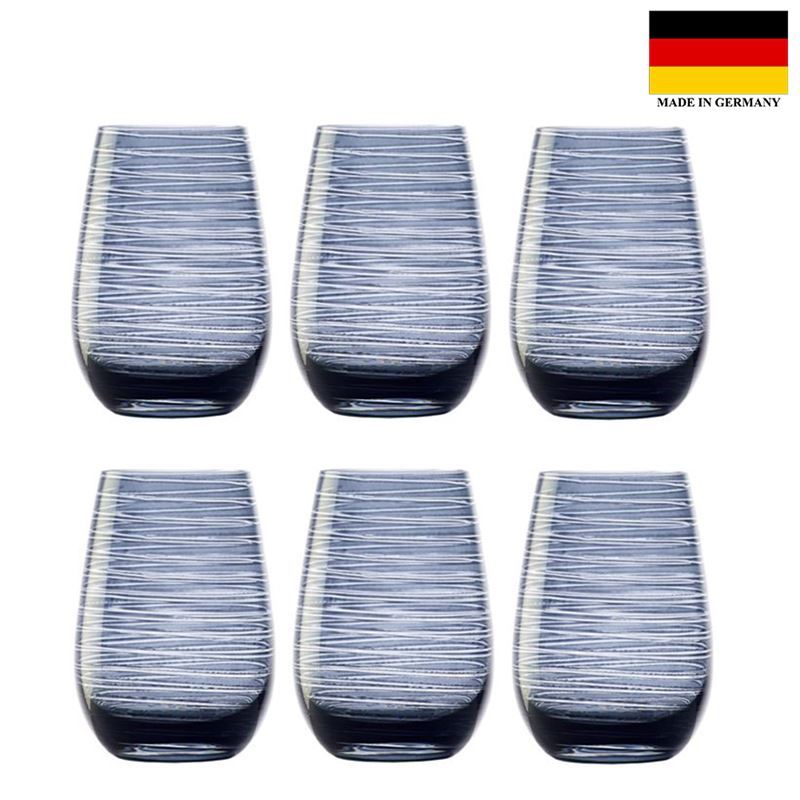 Stolzle – Twister Tumbler Smokey Grey 465ml Premium German Lead Free Crystal Glass Set of 6 (Made in Germany)