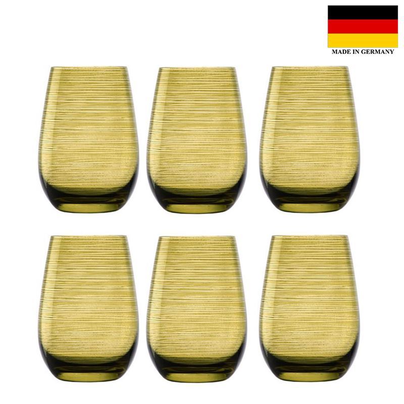 Stolzle – Twister Tumbler Olive 465ml Premium German Lead Free Crystal Glass Set of 6 (Made in Germany)