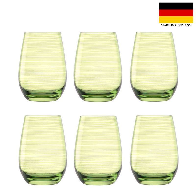 Stolzle – Twister Tumbler Green 465ml Premium German Lead Free Crystal Glass Set of 6 (Made in Germany)