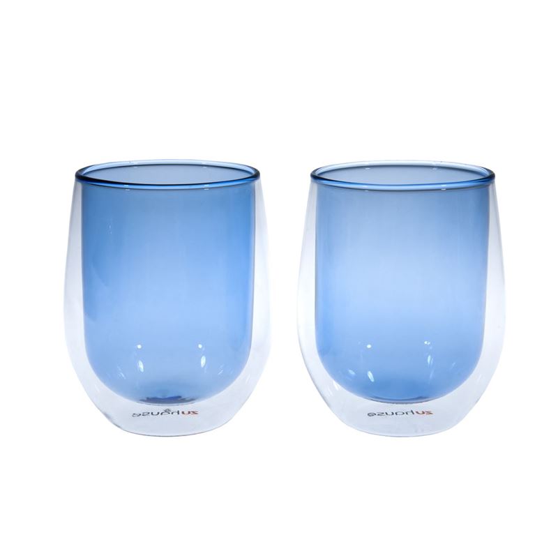 Zuhause – Saison Set of 2 Double Wall Thermo Latte Glasses 250ml French Blue