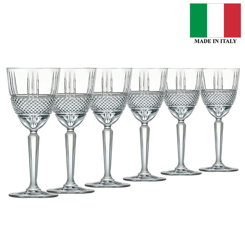 RCR Cristalleria Italiana – Brillante White Wine Goblet 230ml Set of 6 (Made in Italy)