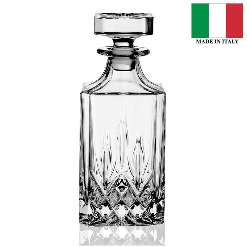 RCR Cristalleria Italiana – Opera Whisky Decanter with Square Stopper 750ml (Made in Italy)
