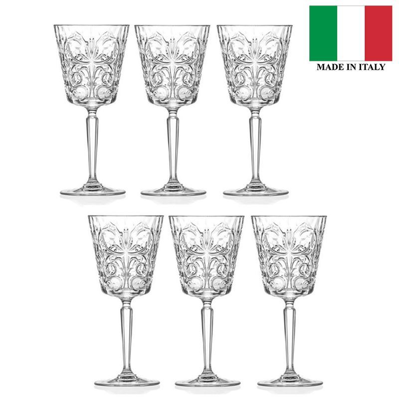 RCR Cristalleria Italiana – Tattoo Wine Goblet 290ml Set of 6 (Made in Italy)
