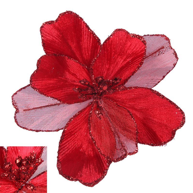 Merry Christmas Collection ’21 – Red Velvet Sheer Magnolia with Clip 15cm