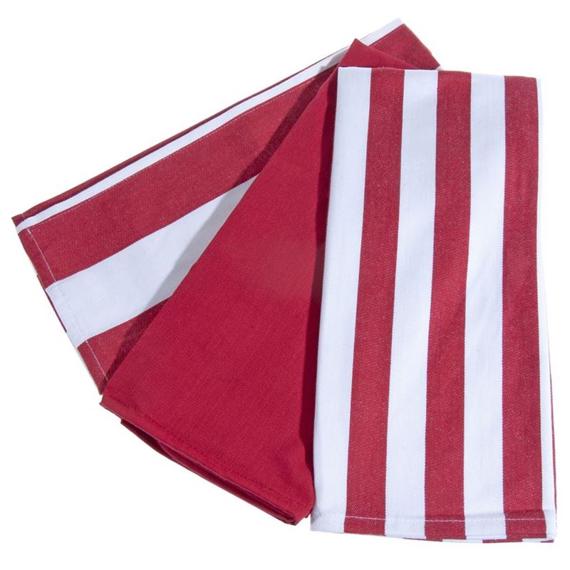 Ogilvies – Beach Stripe Tea Towel Set of 3 Red 40x70cm