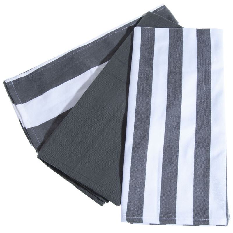 Ogilvies – Beach Stripe Tea Towel Set of 3 Grey 40x70cm