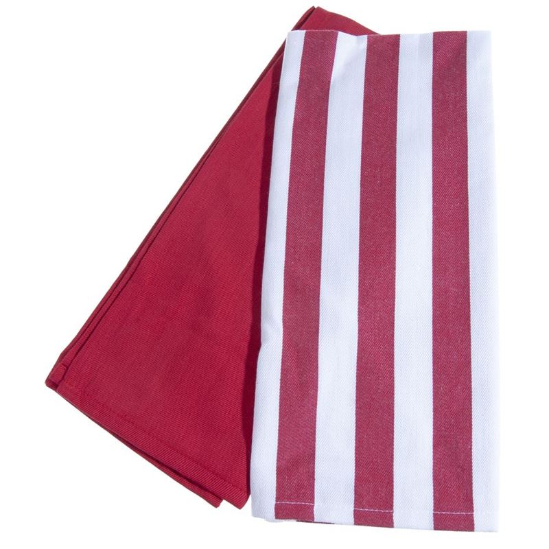 Ogilvies – Beach Stripe Tea Towel Set of 2 Red 40x70cm