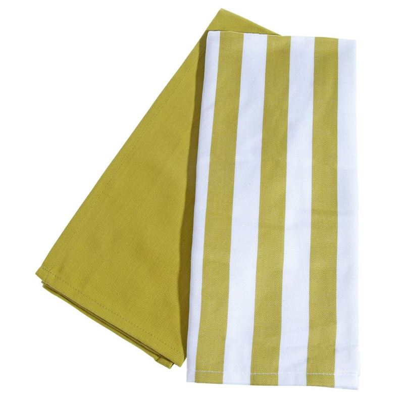 Ogilvies – Beach Stripe Tea Towel Set of 2 Green 40x70cm