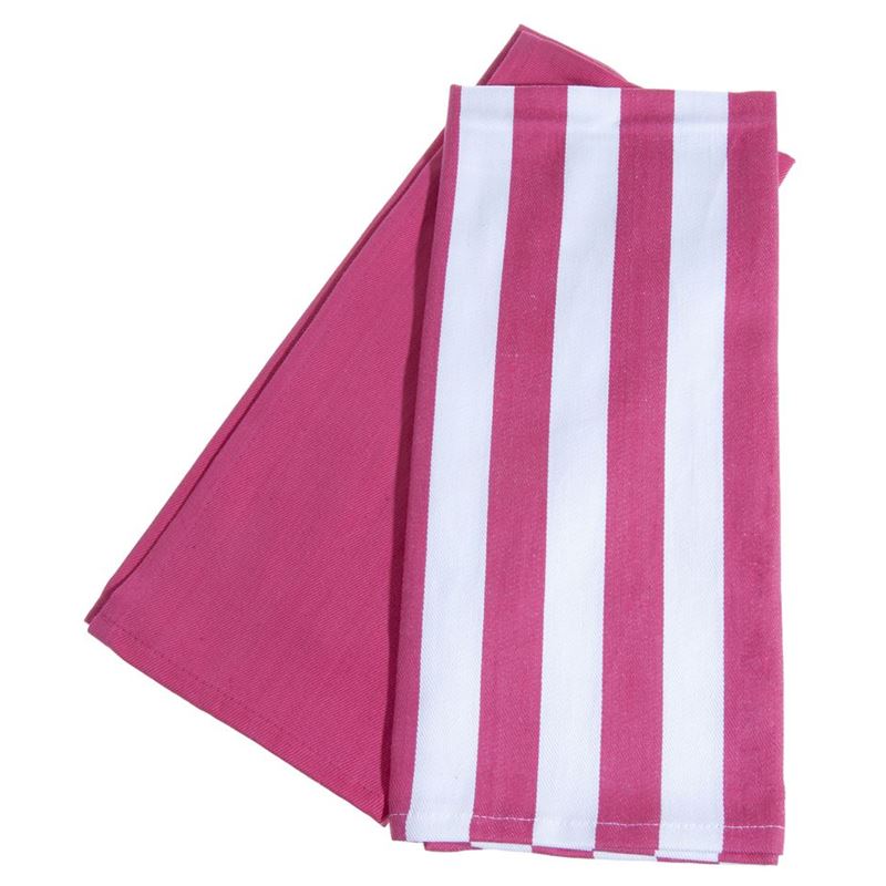 Ogilvies – Beach Stripe Tea Towel Set of 2 Pink 40x70cm