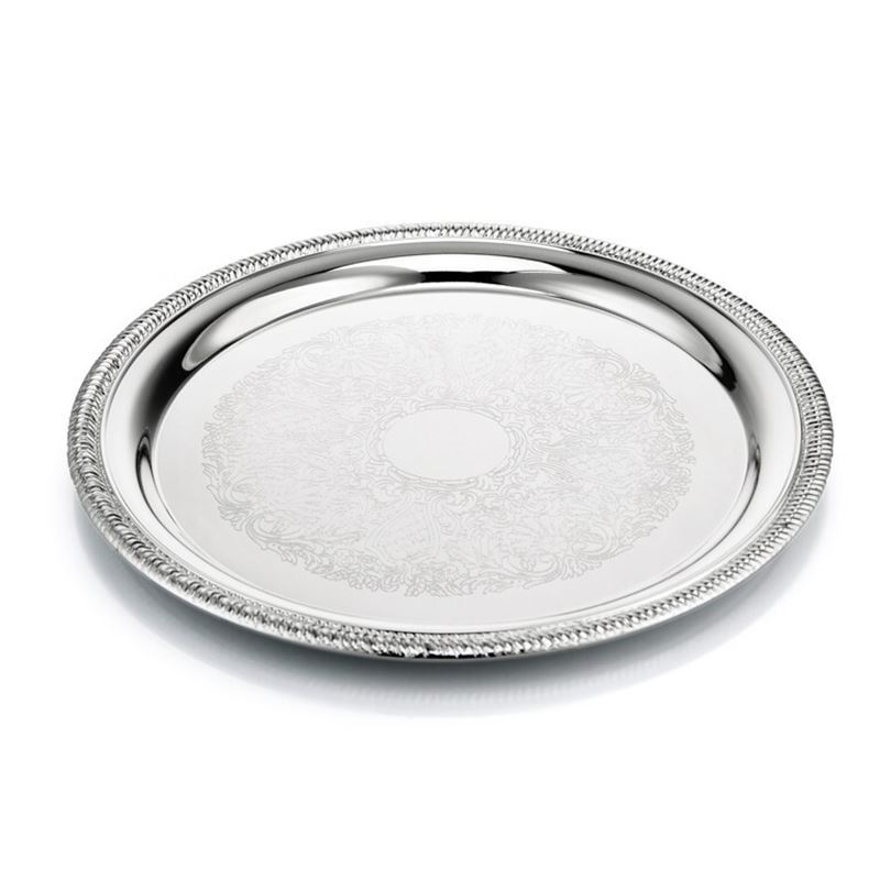 Whitehill – Gadroon Edge Silver Plated Round Tray Medium 30.5cm
