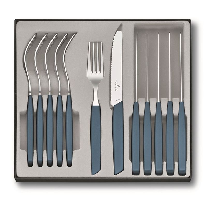 Victorinox – Swiss Modern Table Steak Knife and Fork Set of 12 Cornflower (Made in Switzerland)
