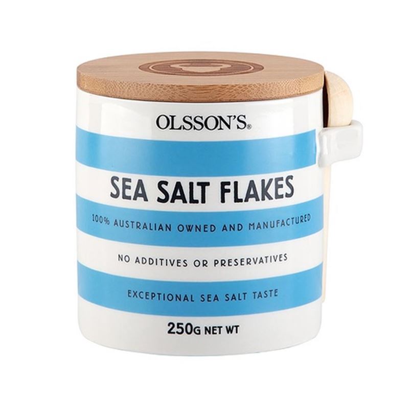 Olssons – Sea Salt Flakes 250g Stoneware Jar (Made in Australia)