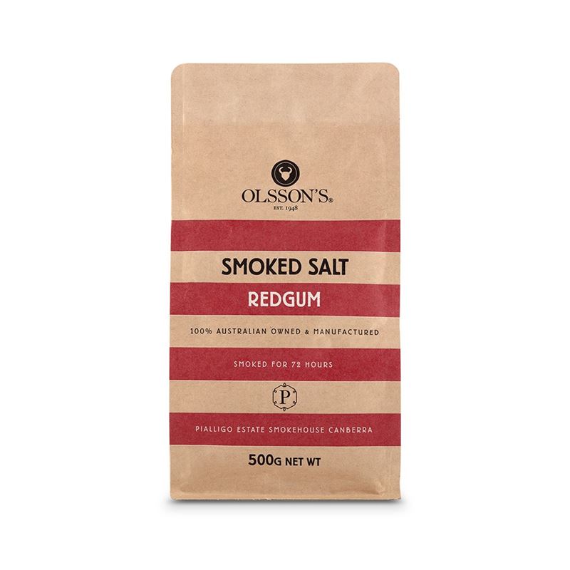 Olssons – Red Gum Smoked Salt 500g Bag (Made in Australia)