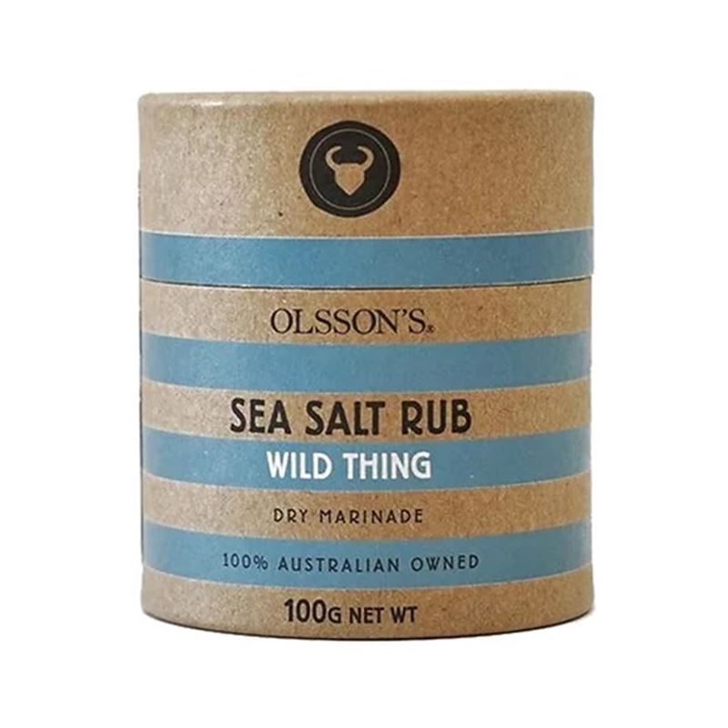 Olssons – Wild Thing Sea Salt Rub 100g Kraft Canister (Made in Australia)