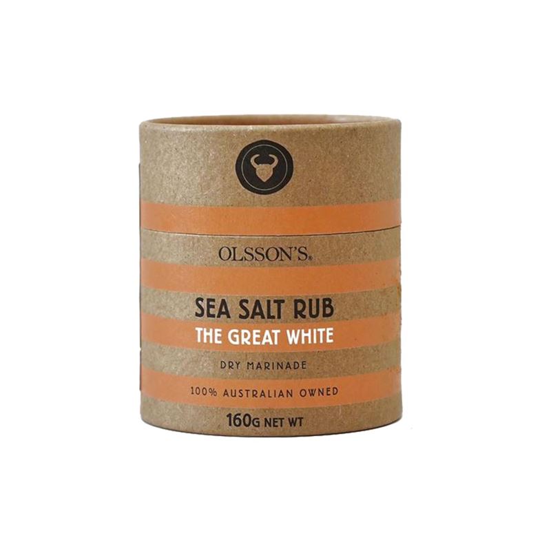 Olssons – The Great White Sea Salt Rub 160g Kraft Canister (Made in Australia)