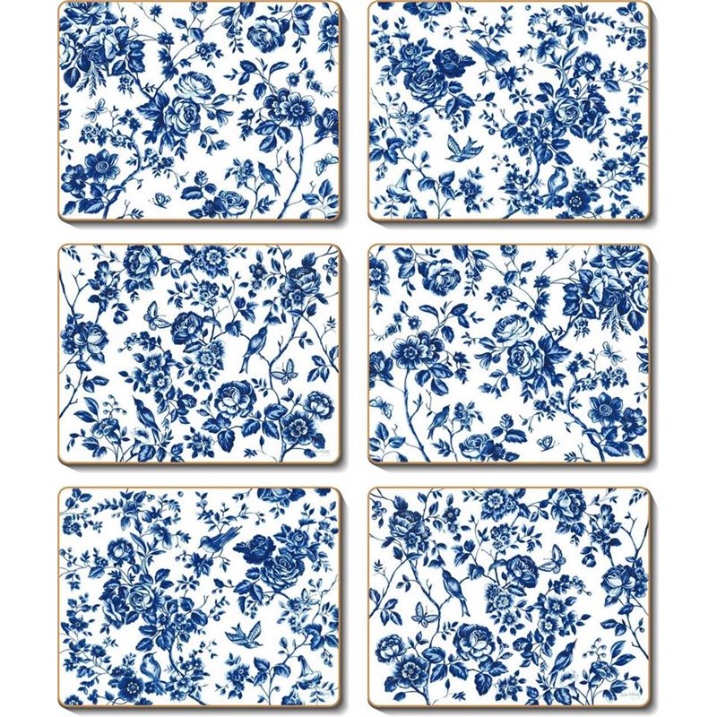 Cinnamon – French Rose Toile Coaster 11×9.5cm Set of 6