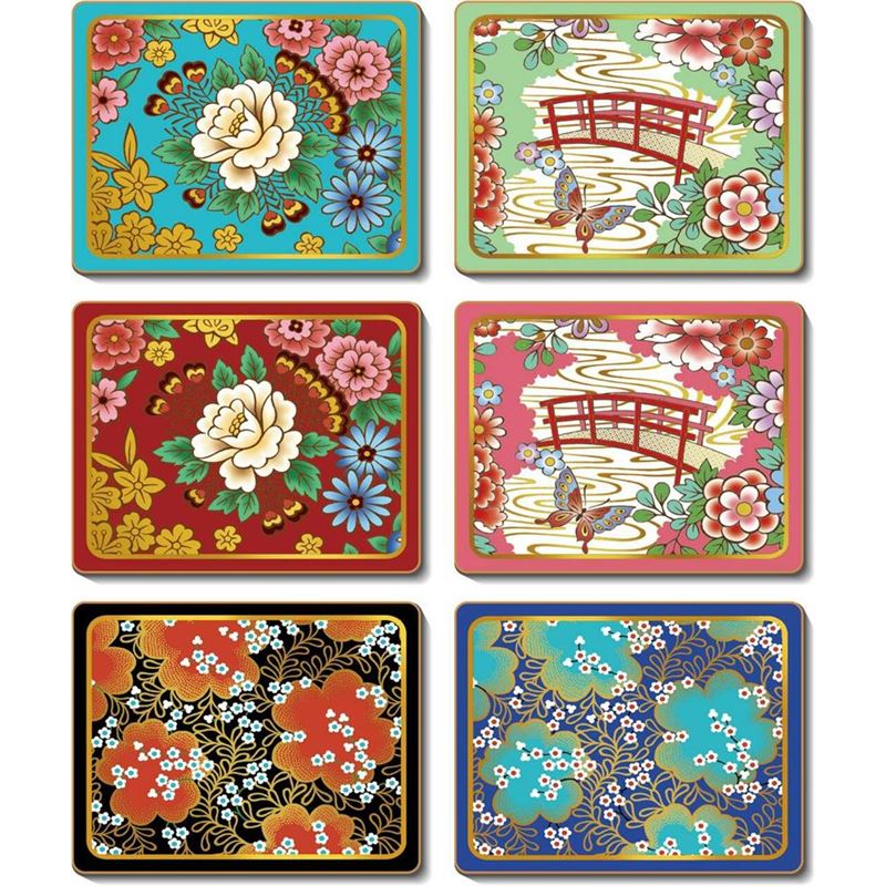 Cinnamon – Japanese Kimono Coaster 11×9.5cm Set of 6