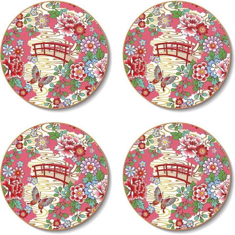 Cinnamon – Japanese Kimono Round Coaster 10cm Set of 4