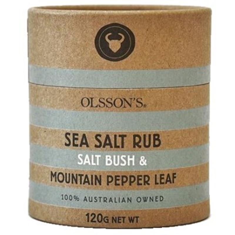 Olssons – Sea Salt Rub Saltbush and Pepper Leaf 120g Kraft Canister