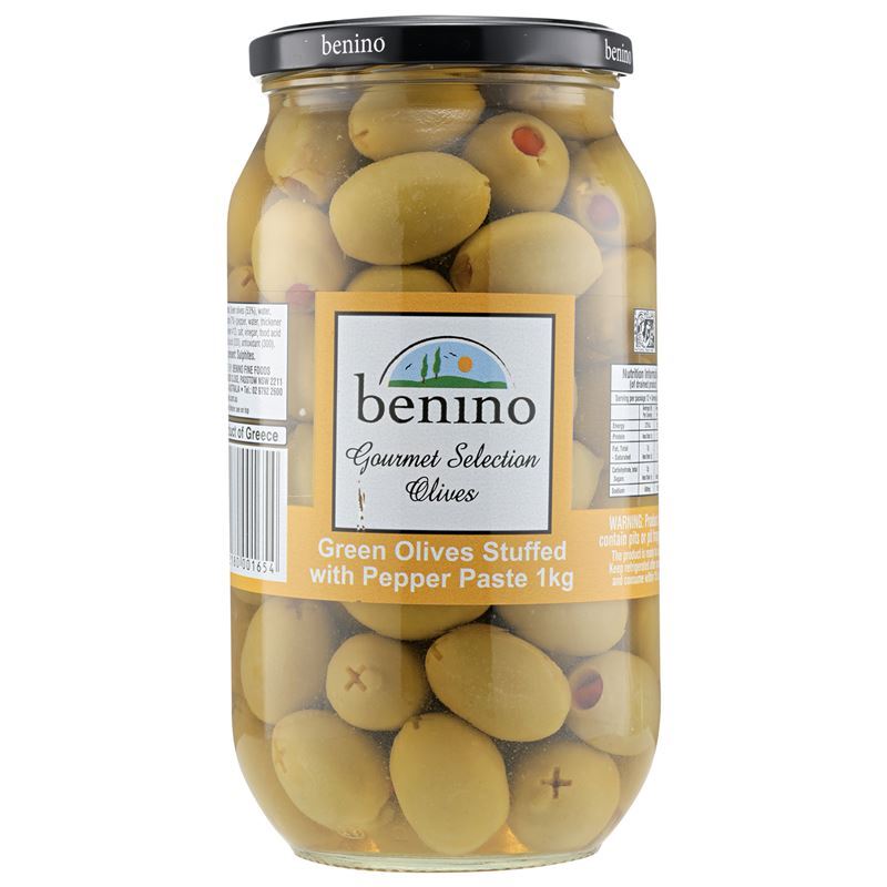 Benino – Green Olives Stuffed with Peppers 1Kg